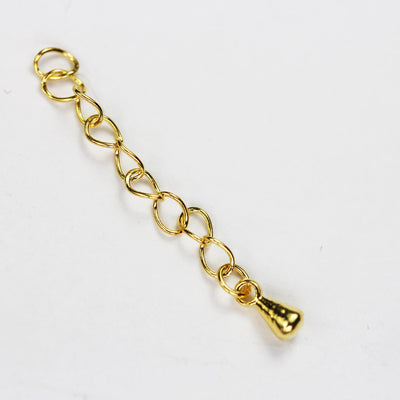 Gold Vermeil Style Gold Extension  4pcs 24K Gold on 925 Sterling Silver Extension chain Jewelry End Piece,with Drop, Size 2.5mm wide