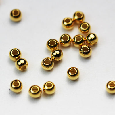 Gold Vermeil Style 30pcs 3mm 24kgold on 925s.silver Jewellery findings Ball Beads, 3mm, hole1mm