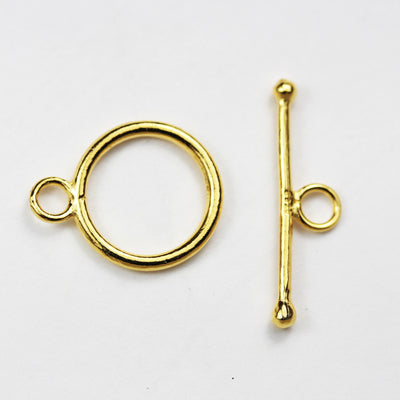 Gold Vermeil Style  2 sets 13mm 24KGold  on 925 Sterling silver Toggle, Jewelry finding Clasps, bar23mm,hole3mm