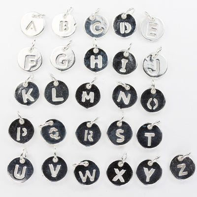 letter charms 1pc 925 Sterling Silver letter Charms,Silver Findings for  Necklace, Bracelet,10mm with 6mm Closed Jump Ring