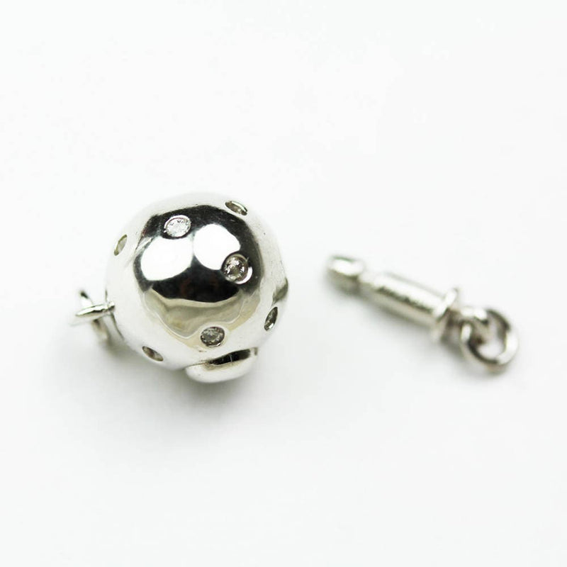 Necklace clasp 1pc 10mm 925 Sterling Silver with Cubic Zirconia Jewellery findings Ball Box Clasps ,15*10mm