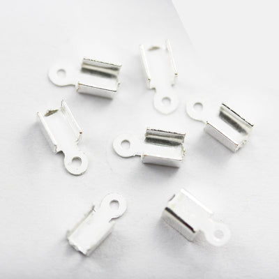 Fold Over Crimp Ends 10pcs 925 Sterling silver Jewellery Findings Cord end, fold-over, 10*4mm with 3mm inner size