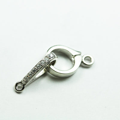 Silver clasp 1pc 925 sterling silver w/Cubic Zirconia Jewellery finding Clasp,S-hook,11*7mm Ring and 8mm Hook