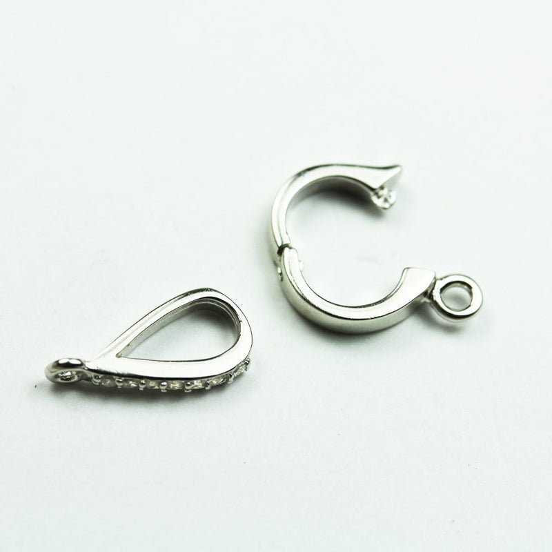 Silver clasp 1pc 925 sterling silver w/Cubic Zirconia Jewellery finding Clasp,S-hook,11*7mm Ring and 8mm Hook