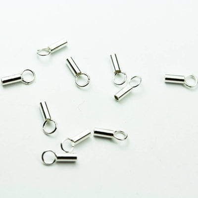 Leather Ends 30pcs 1mm 925 Sterling Silver Chain End Jewellery Findings ,Glue in, 7*2mm,1mm inside diameter