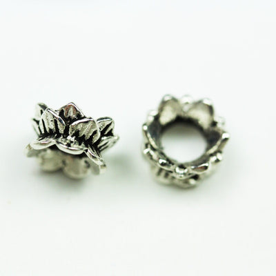 4pcs 925 Sterling Silver, Antique Silver, Jewelry Findings Double Bead cap, 8mm Flower cap,4.5mm height, 4mm hole