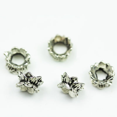 4pcs 925 Sterling Silver, Antique Silver, Jewelry Findings Double Bead cap, 8mm Flower cap,4.5mm height, 4mm hole