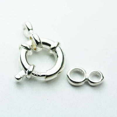 Necklace clasp 1pc 15mm Springring Platinum plated on 925Sterling silver jewellery findings,15mm Circle with 5mm ring