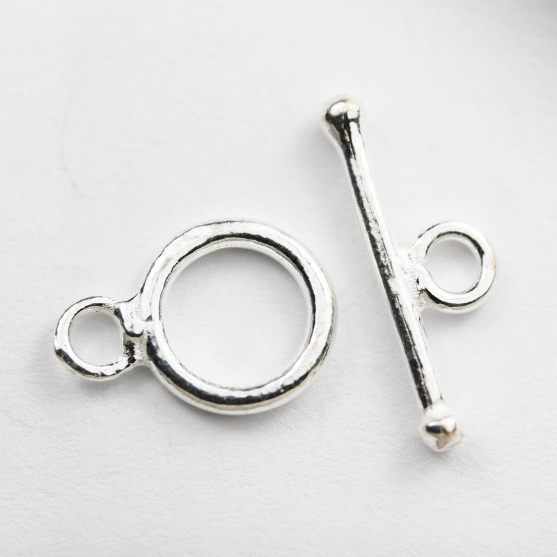 Toggle clasps 2sets 925 Sterling Silver Jewellery findings Toggle Clasp, 9mm Circle w/4mm closed jump ring, Tbar 15mm long, Hole2 mm