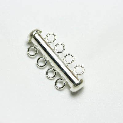 Slide Lock  clasps 1pc 925 Sterling Silver Jewellery findings 4-strand Slide lock Clasp,25*6mm