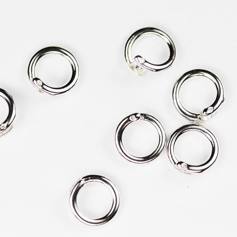4pcs locking jump rings, 15gauge 6/8/10mm 925 sterling silver / 18k gold on silver jewellery findings, open to closed jump ring