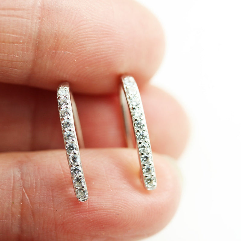 Earring Findings 1Pair 925 Sterling Silver Cubic Zirconia Jewellery Findings Earwire , 20x12mm fishhook Earrings with1.5mm coil