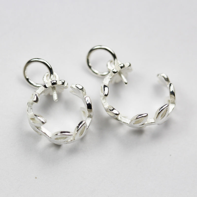 Pendent setting 2pcs 925 Sterling silver Jewellery Findings,fits for 12mm/10mm half drilled or drilled beads