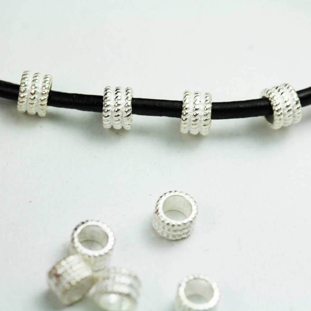 Silver Spacer Beads 8pcs Big hole 925 sterling silver Jewellery