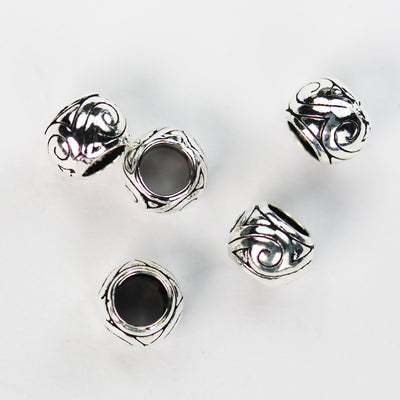 Spacer Beads 6pcs 5.5mm 925 antique sterling silver, Jewellery Findings Spacers,5.5mm diameter, 4mm thick, hole 2.5mm
