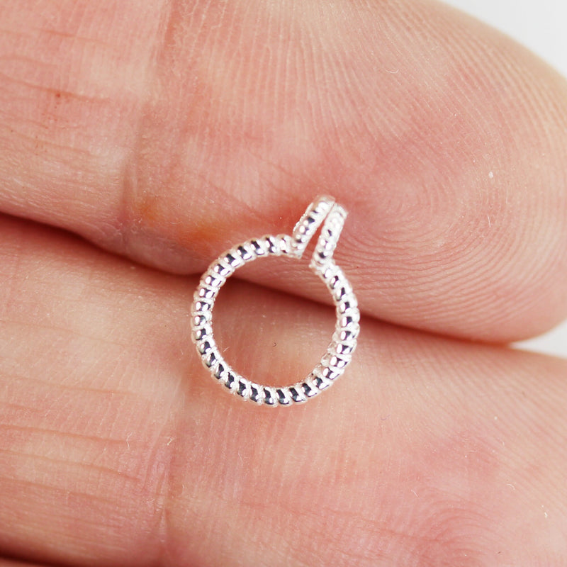 Silver Bails 4pcs 925 Sterling silver Jewellery Findings for Donuts Shape Pendant , 8mm, 6mm inner wide, 1mm thickness