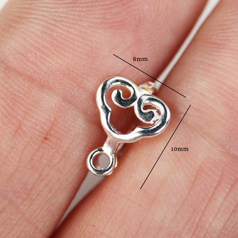 Silver Bails 2pcs 925 Sterling silver Jewellery Findings for Donuts Shape Pendant , 8mm*10mm, 6mm inner wide