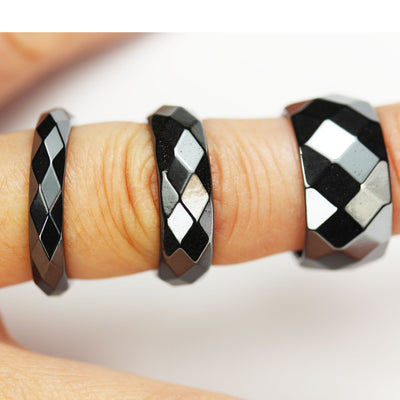 Hematite Ring , Hematite Band Ring, Size 6-10 , Flat / Plain / Faceted