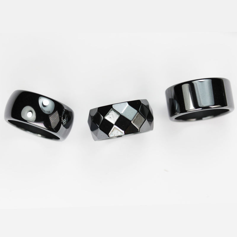 Hematite Ring , Hematite Band Ring, Size 6-10 , Flat / Plain / Faceted