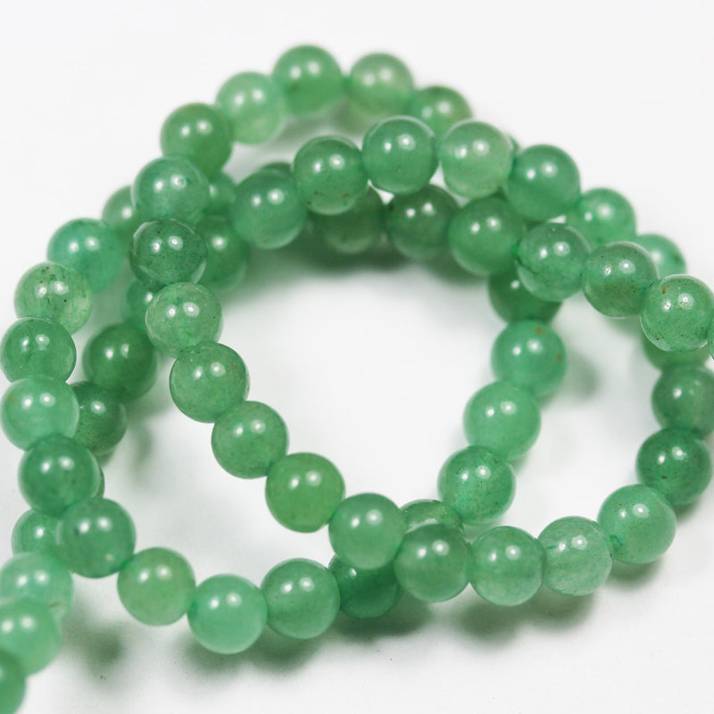 Green Aventurine, 6mm Round Gemstone Strand, 15.5inch , about 65 beads , 1mm hole