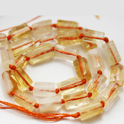 Natural Citrine,12*8mm Tube shape Gemstone Strands, 16 inch , 1mm hole, about30 beads