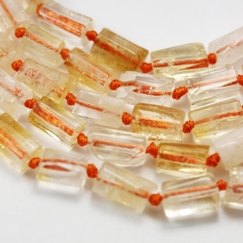 Natural Citrine,12*8mm Tube shape Gemstone Strands, 16 inch , 1mm hole, about30 beads