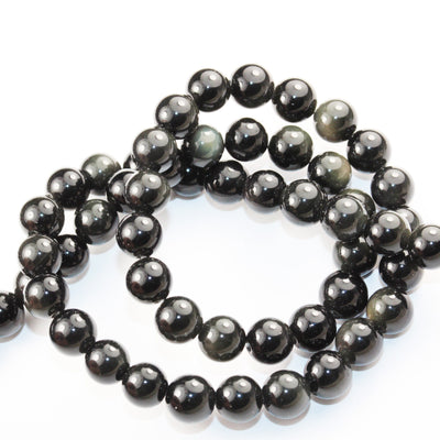 Rainbow obsidian, 6mm Round Natural Gemstone Strand , 15.5inch, 1mm hole, Black color