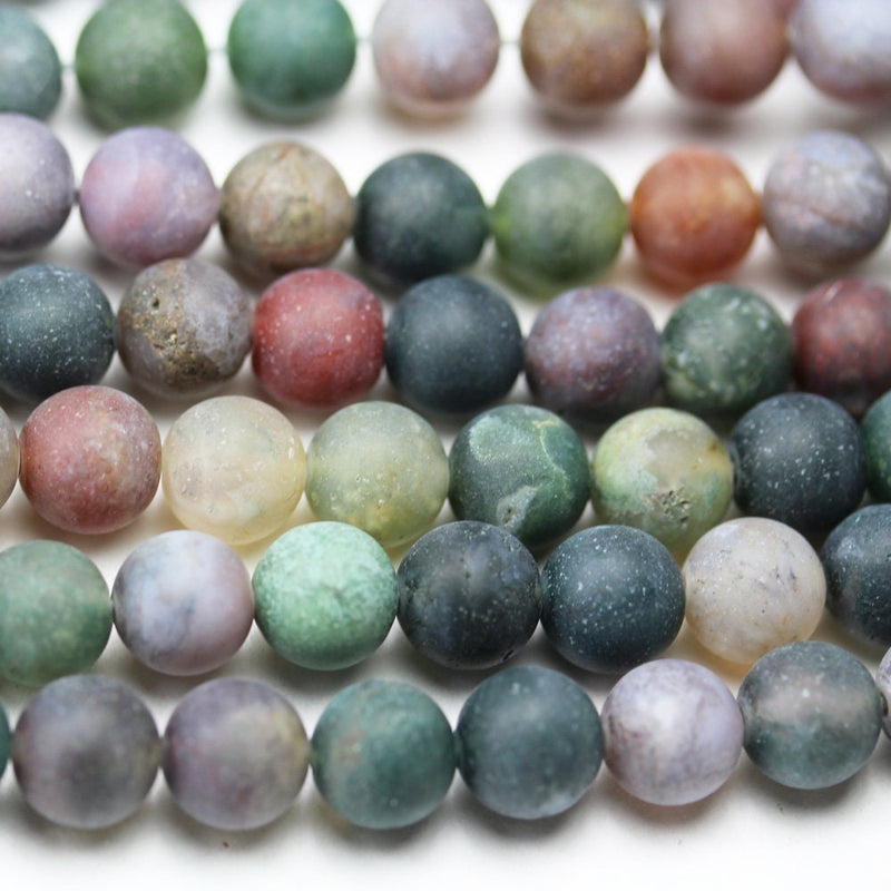 Matte Indian Agate, 8mm Round Agate Gemstone Beads Strand, 16inch, hole 1mm, about 50 beads