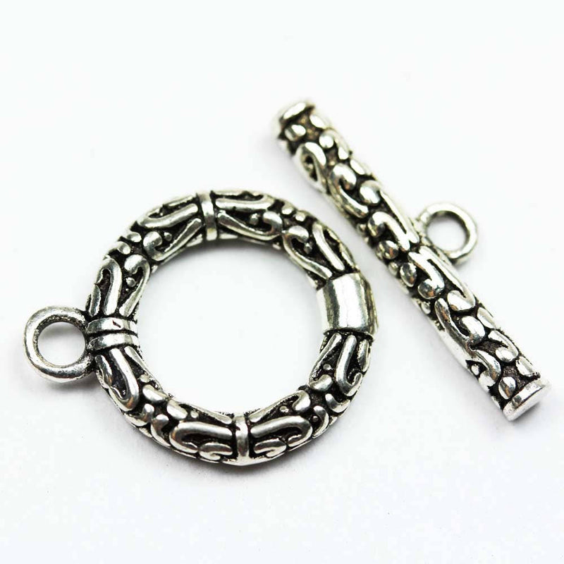 Toggle clasp 2 sets Antique 925 Sterling Silver Jewellery findings Toggle Clasp, 12mm Circle w/3mm closed jump ring, Tbar 16mm long, Hole2mm