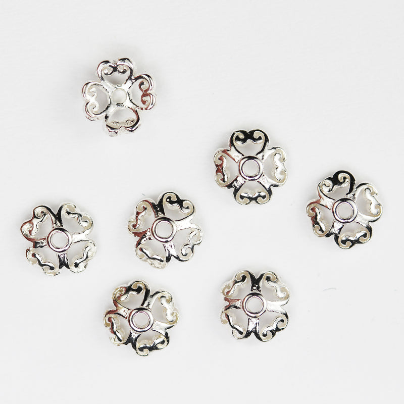 10pcs 925 Sterling silver Jewelry Findings Bead cap,5.5mm Flower cap,1mm hole