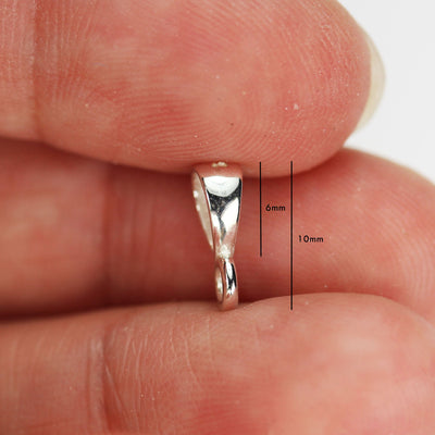 Jewelry Bails 4pcs 10*5mm 925 Sterling silver Jewellery Findings Teardrop shaped Bails, 4*3.5mm inner wide, hole1.5mm