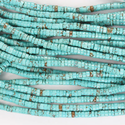 Turquoise, 4mm rondelle, 15.5 inch, gemstone strand, blue & brown color, 2mm thick, about 160 pcs