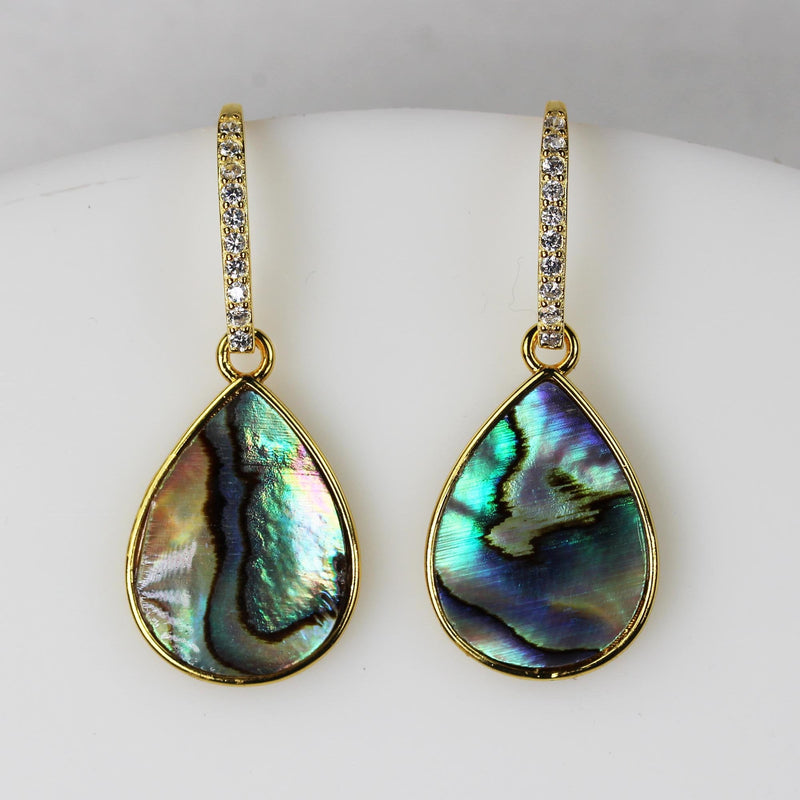 2pcs Natural Abalone Shell Pendant, Gold Plated Teardrop Shape Pendant with Loop, size 15mm*20mm