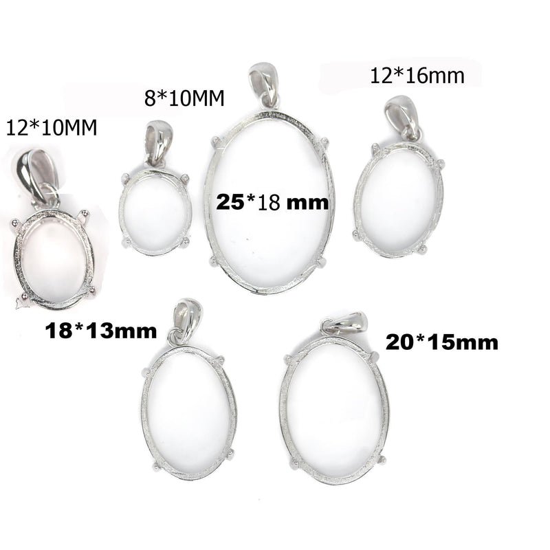 Cabochon Pendant Setting for 6-25mm Round/Oval/Teardrop Gemstones and Beads, 925 Sterling Silver Jewellery Findings