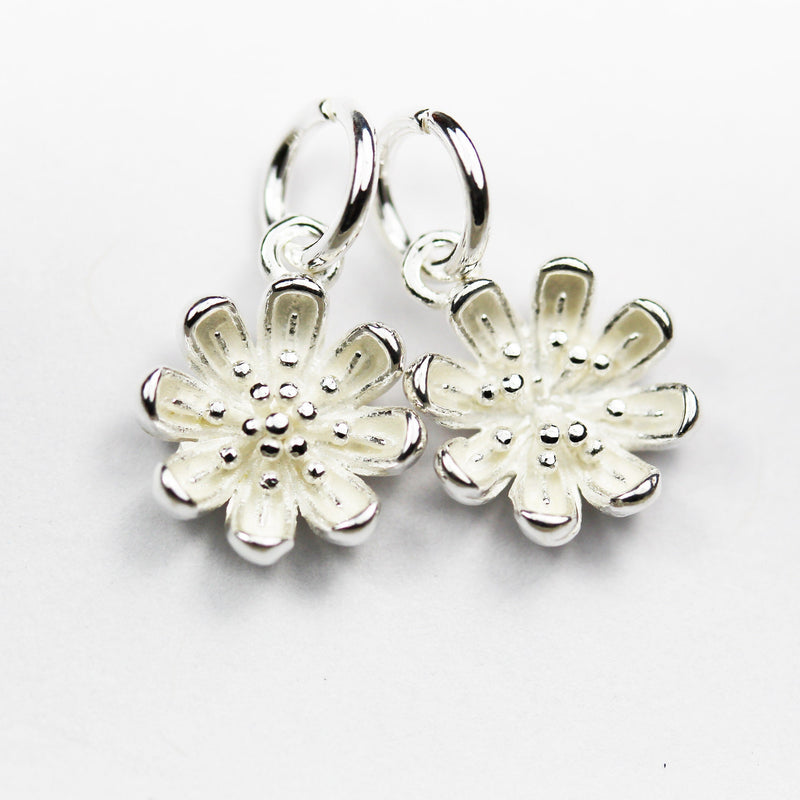 Charms 2pcs 925 Sterling Silver Jewellery findings Charm Beads , 10mm Flower Charms, 6mm jump ring