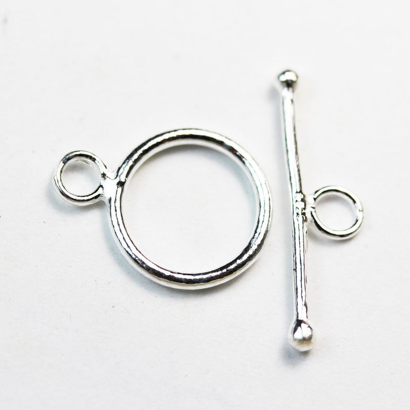 Toggle clasps 2sets 925 Sterling Silver Jewellery findings Toggle Clasp, 13mm Circle w/4mm closed jump ring, Tbar 20mm long, Hole3mm