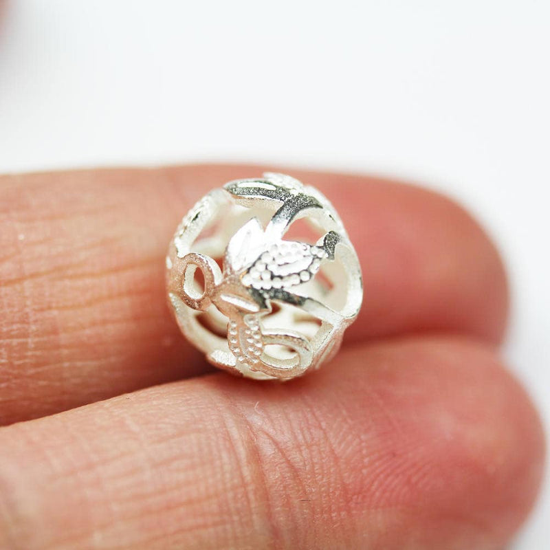 Bead Caps 2pcs 10mm 925 Sterling silver Jewelry Findings Flower Bead cap/Cover,1.5mm hole