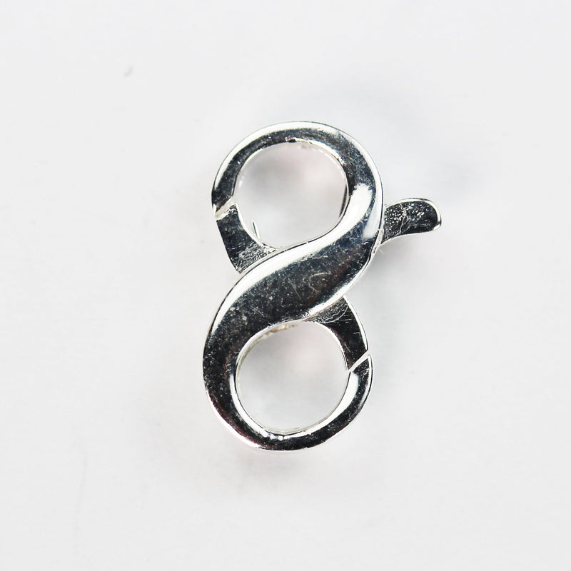 Sterling clasp 13mm "8" Shape Infinity Shape Clasp 925 Sterling silver jewellery findings Lobster Clasps, 13*7mm, 3mm Thickness