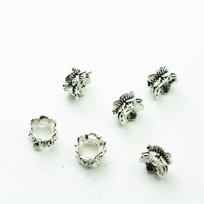 Small Silve Bead Caps 8pcs 925 Sterling Silver, Antique Silver, Jewelry Findings Double Bead cap, 6mm Flower cap,3.3mm height, 2.5mm hole