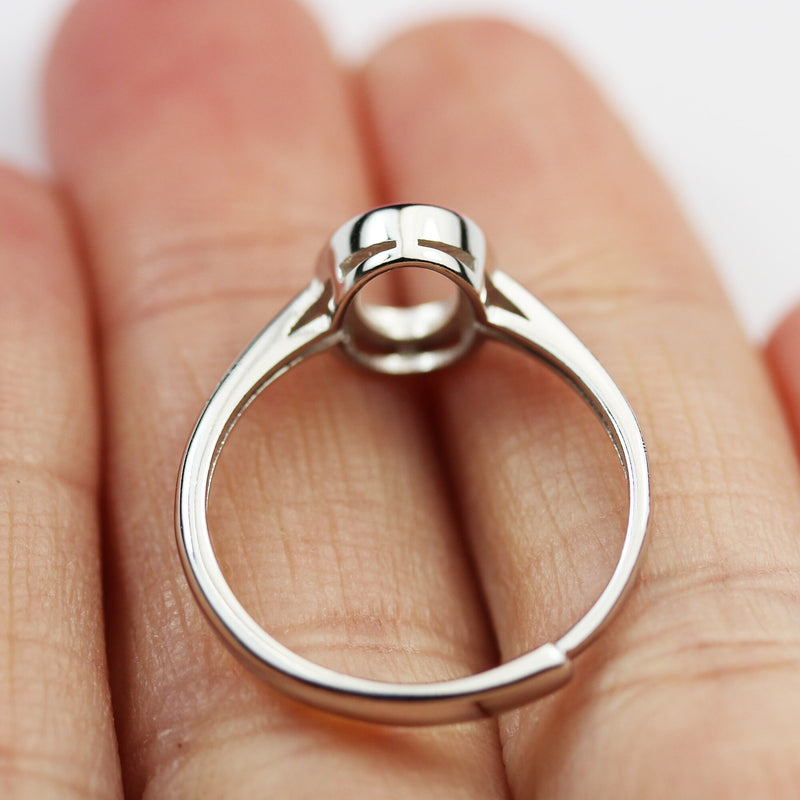 1pc adjustable 6*8mm 925 Sterling Silver Jewellery findings,Ring Mounting, Ring Setting,For 6*8mm Beads