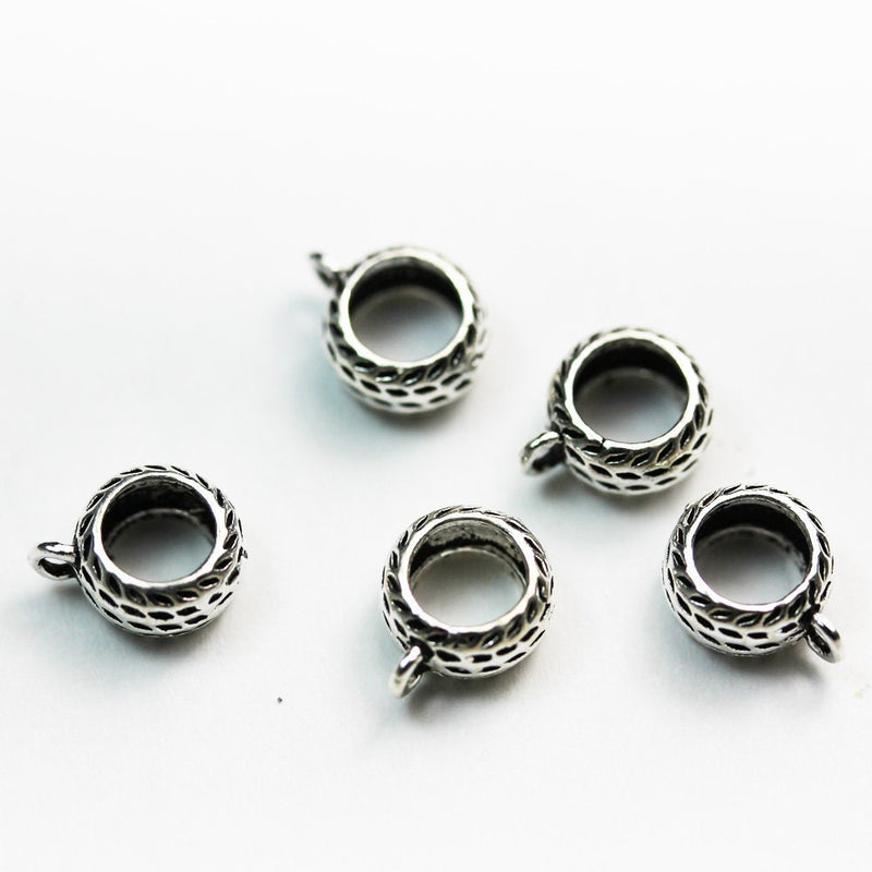 Connector Beads 4pcs Antiqued 925 Sterling silver jewellery Findings ,7.5mm Rondelle with loop,4mm thickness, 4.5mm hole,1.5mm loop