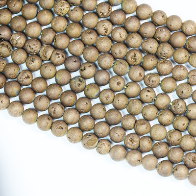 35%off 6mm Gold Druzy Matte Agate Gemstone Beads Strand, hole 0.6mm, 16 inch, about65beads