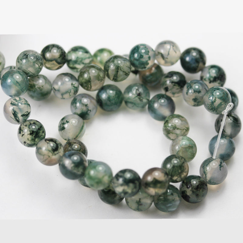 Moss Agate, 6mm Round Agate Gemstone Beads Strand, 15.5inch, hole 1mm, 60 beads