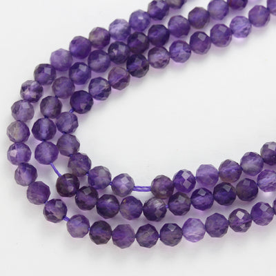 Natural Amethyst,4mm Faceted Round, One full strand Gemstone Beads, Round Shape ,0.6mm hole, 16", about 100beds
