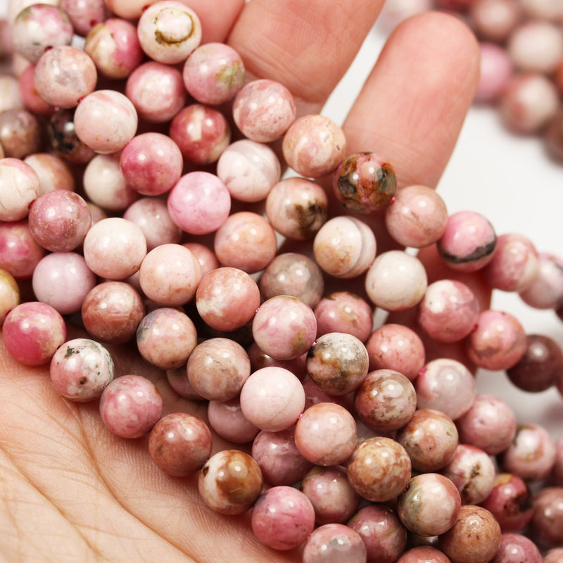 Rhodonite, 6mm round gemstone ,One full strand Natural Gemstone, 15", about 65 beads, 1mm hole