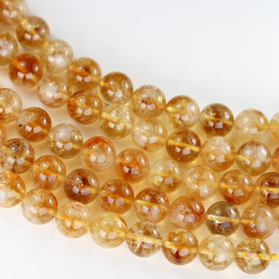 Natural Citrine, 12mm One full strand Gemstone Strand, Center drilled Round shape , 16inch , 1mm hole, about 35pcs