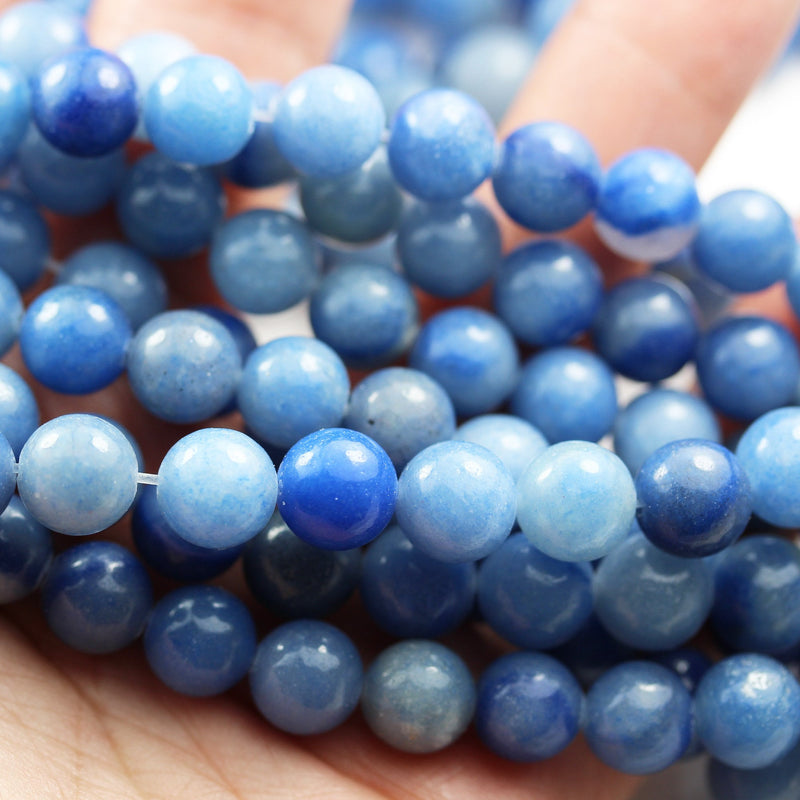 Natural Blue Aventurine, 8 mm Round Gemstone Strand, 50 beads, 15.5inch, 1mm hole