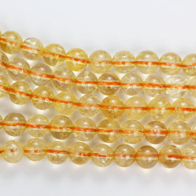 Citrine, 6mm One full strand Gemstone Strand, Center drilled Round shape , 16inch , 1mm hole, about 60pcs