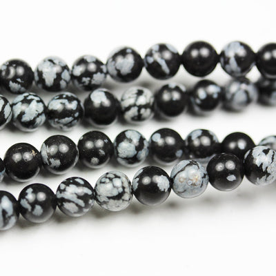 8mm Snowflake Obsidian Natural Gemstone beads strand, 15.5inch, 1mm hole , About 50 Beads