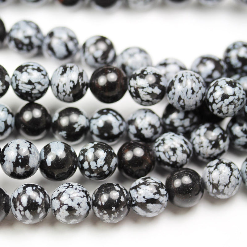 8mm Snowflake Obsidian Natural Gemstone beads strand, 15.5inch, 1mm hole , About 50 Beads